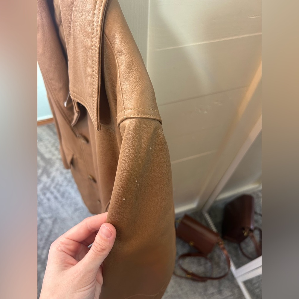 Centigrade Carmel Tan Faux Leather Blazer Coat Essential Classic Capsule Jacket✨ - Picture 6 of 6